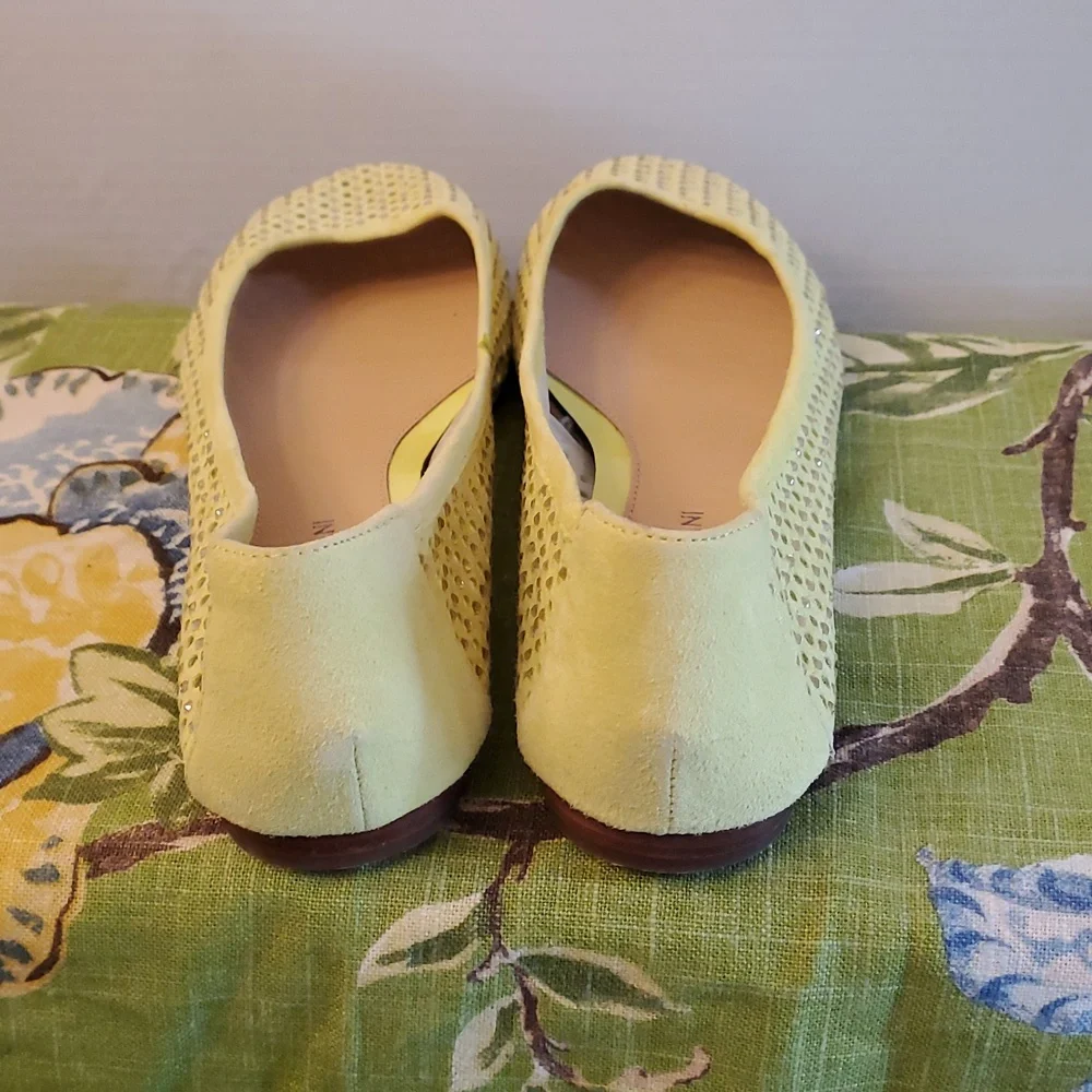 Antonio Melani Yellow Leather Ballet Flats with Rhinestones, Size 10 Medium - Picture 5 of 14